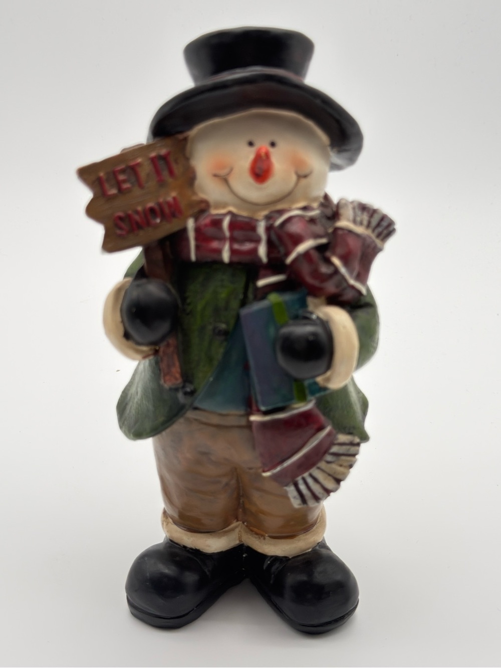Snowman Let It Snow Christmas Figurine Winter Holiday Mantel Decor